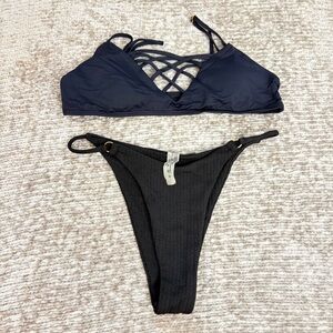 6for$20❤️ bundle item! Black Navy Mix Match Bikini Set with Strappy Top